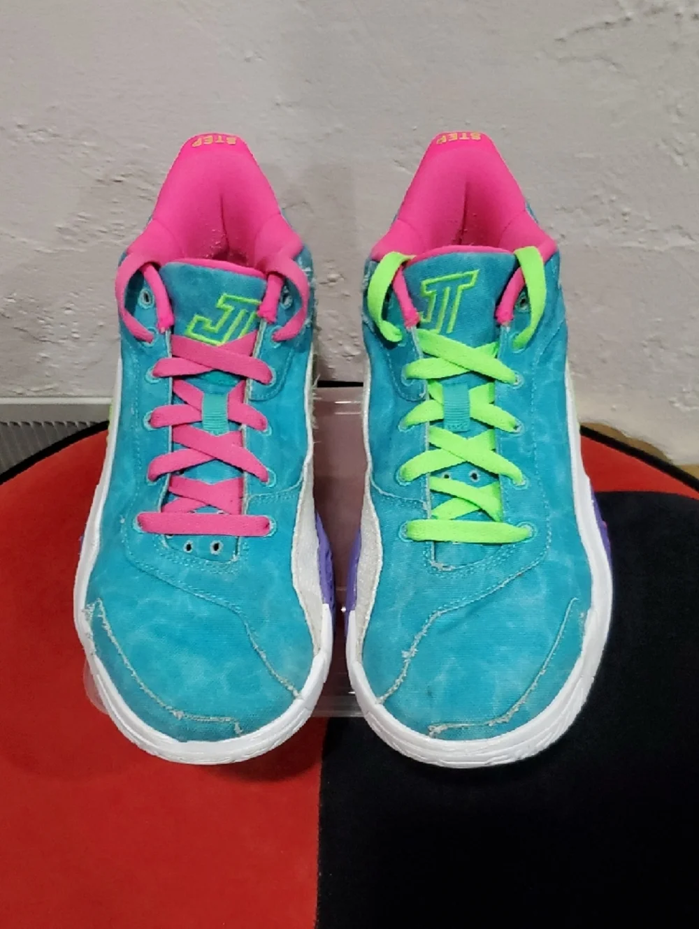 Jordan Tatum 2 Sneakers in Teal, Pink & Neon. - Picture 3 of 13